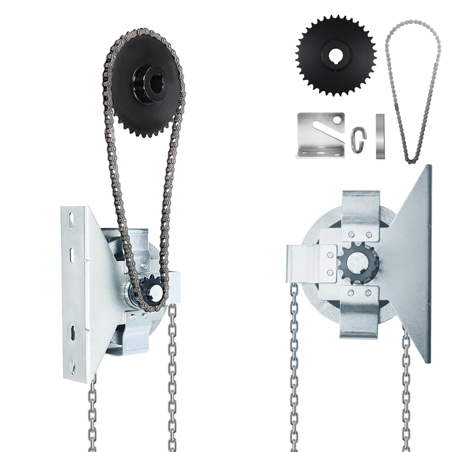 ZUIWAN Garage Door Jackshaft Chain Hoist Opener - 3:1 Reduced Drive Heavy Duty Chain Hoist for Roll Up Doors