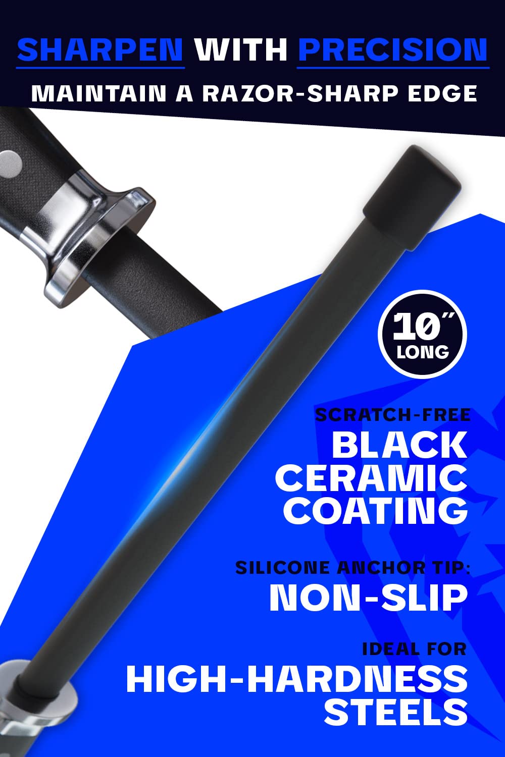 Dalstrong Honing Rod - 10 inch - G10 Handle - Stainless Steel Core - Scratch-Free Ceramic Coating - Kitchen Knife Sharpener Chef Knife Polish - Professional Honing Steel - Sharpening Rod