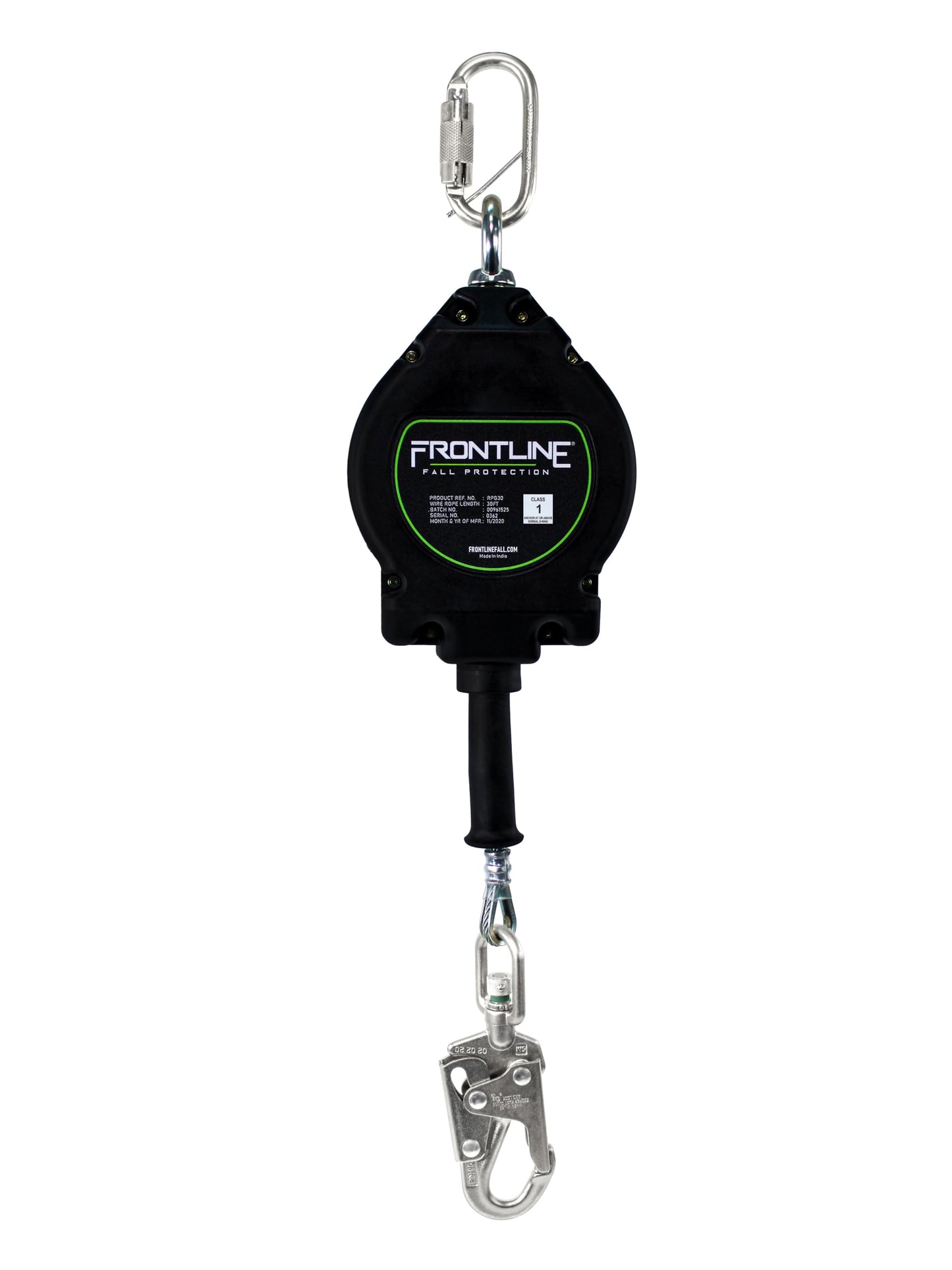 Frontline RPG30' Cable SRL with Steel Snap Hook End | 3/16" Galvanized Steel Cable | Lightweight, Durable | Swivel Anchorage Eye | 310 lbs Capacity | ANSI & OSHA Compliant (1 Pack)