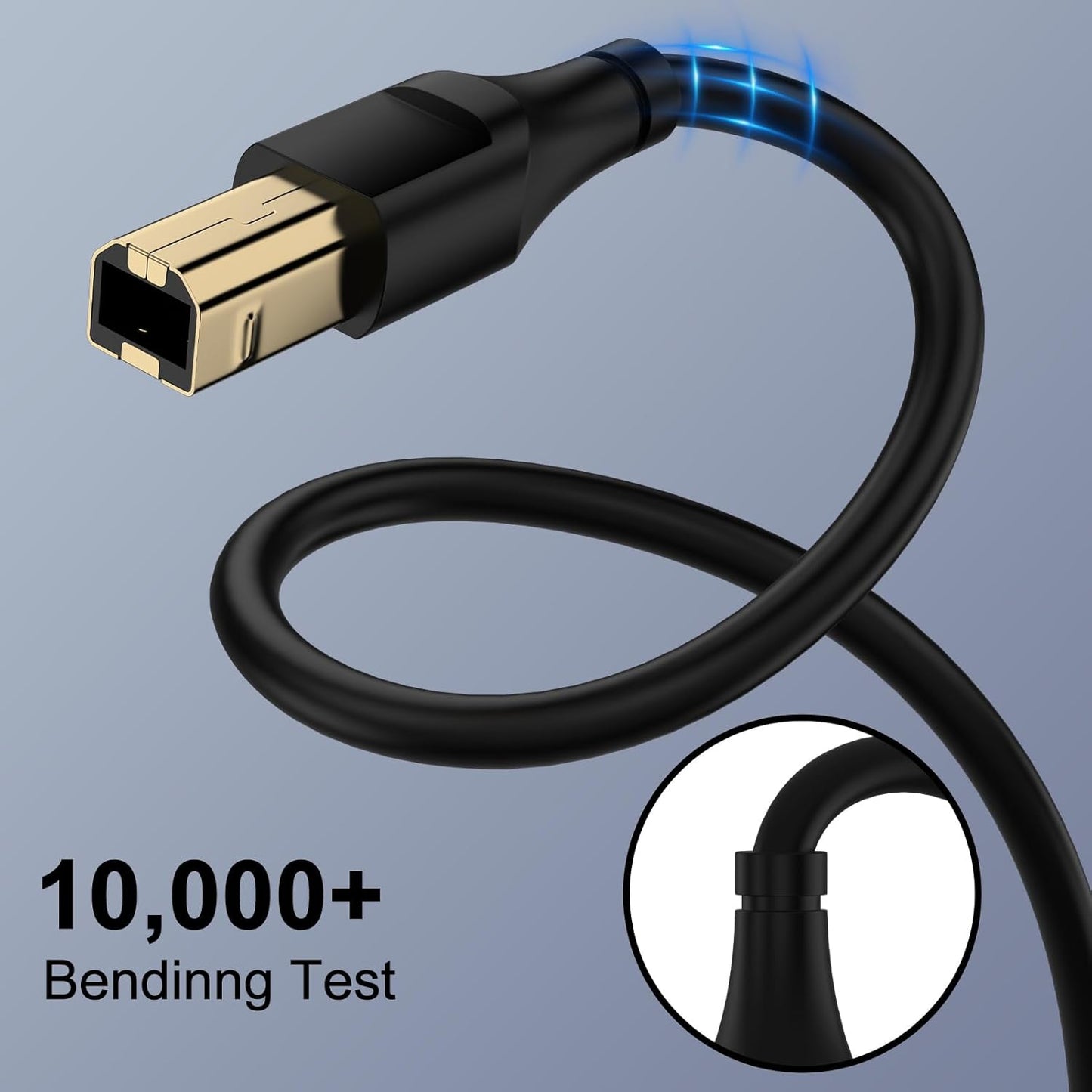 REPIND 2.0 6 USB Printer Cable USB A to USB B Cable Feet MIDI Cable Printer Cord to Computer High Speed for HP, Canon