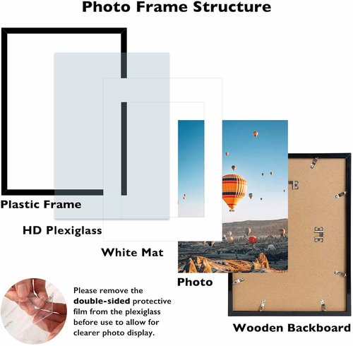 JCJMY A3 Black Picture Frame - Versatile Display for 8.3x11.7 with Mat or 11.7x16.5 Without Mat
