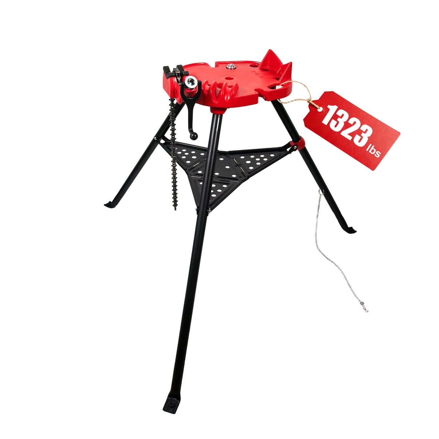 Alwalkee Tripod Pipe Vise Stand, Heavy-Duty 1/8"-6" Capacity, Portable Chain Vise with Tool Tray for Welding & Plumbing