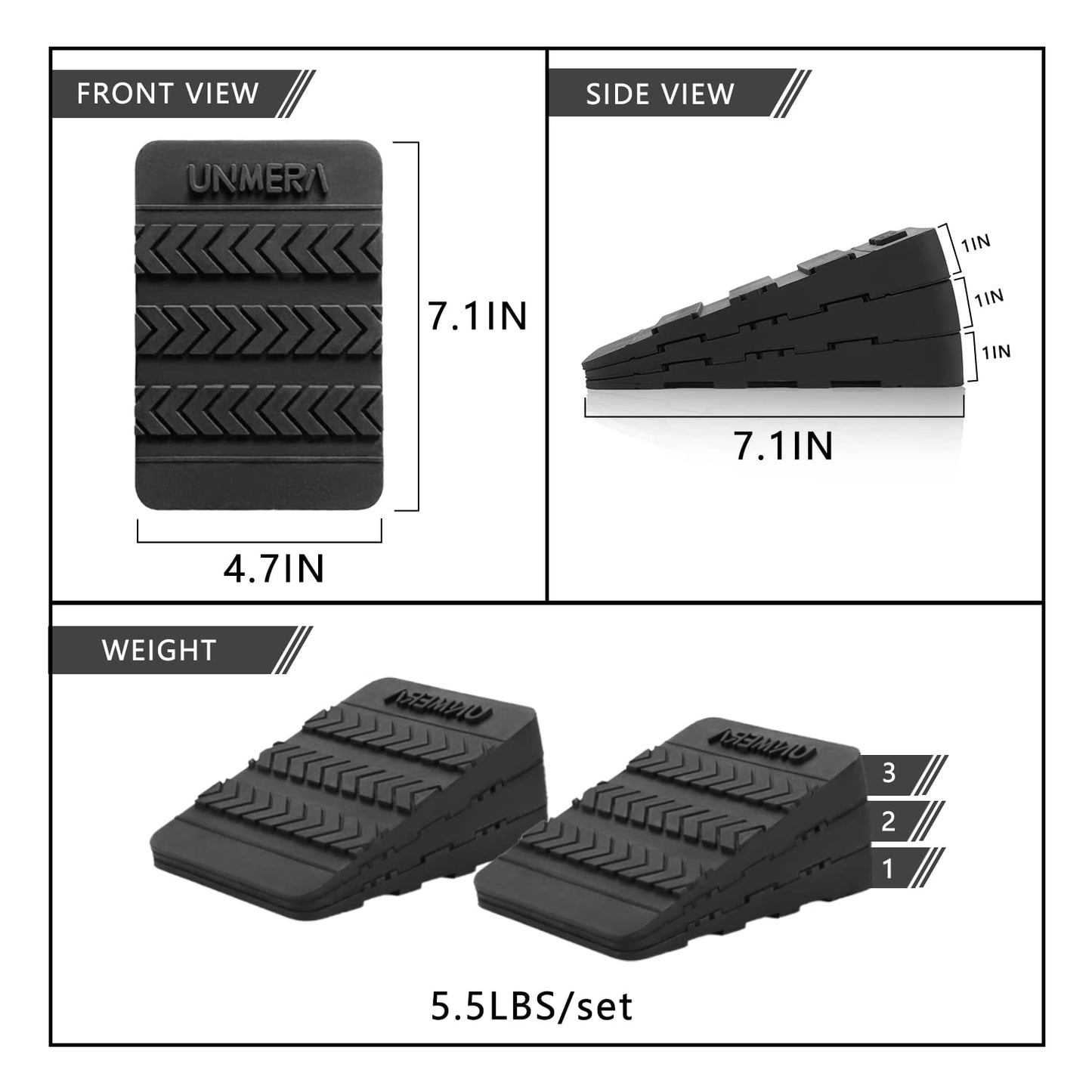UNMERA Squat Wedge Block 6PCS Adjustable Non-slip Rubber Squat Ramp,squat Wedge For Heel Elevated Squat,Weight Lifting,Calf Stretcher, Deadlift Squat Improve Mobility Balance And Strength Performance