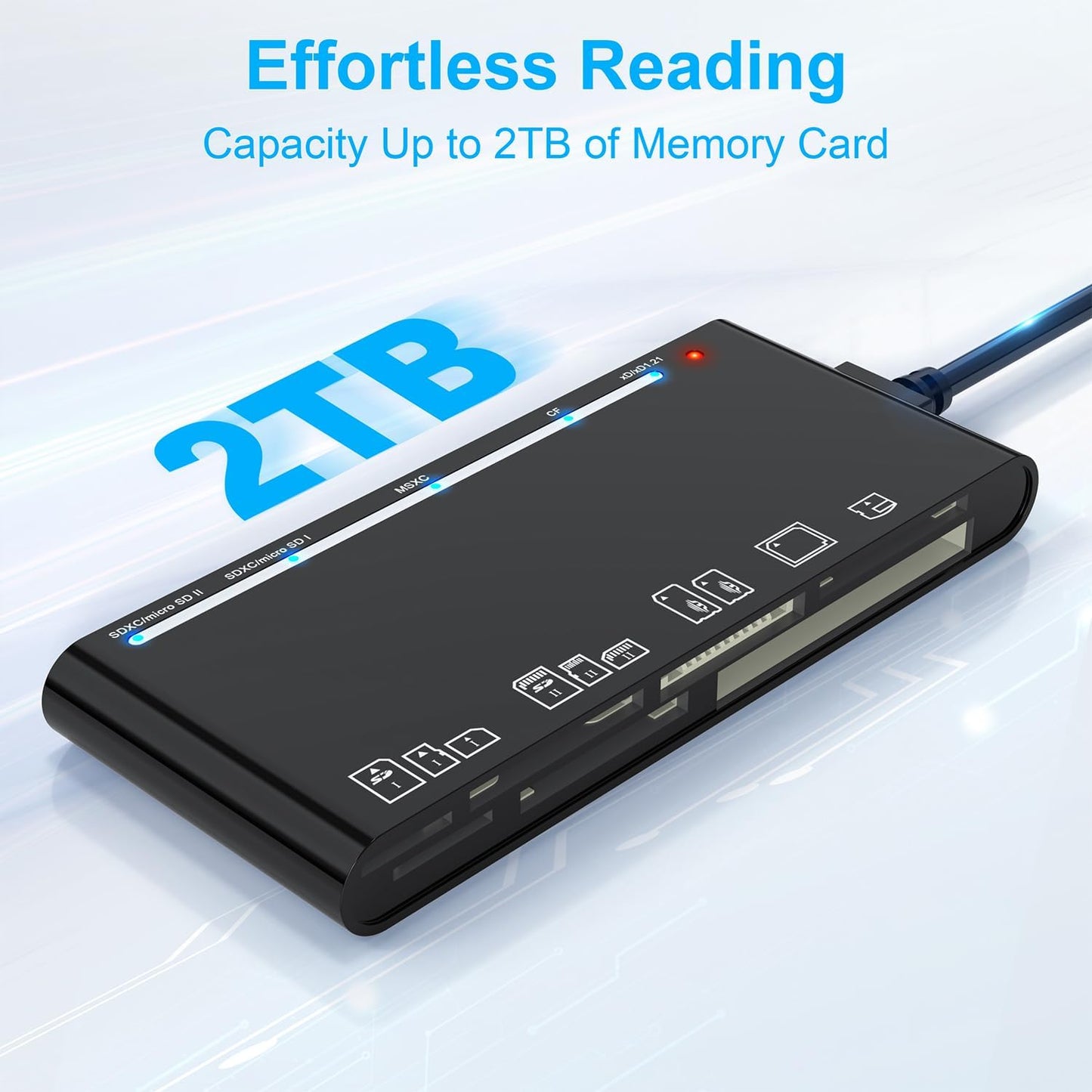 Rocketek 3.0, 7-in-1 xD-Picture Card Reader USB Multi-Card Reader for xD/CF/MS/SD/TF, Memory Card Reader/Adapter
