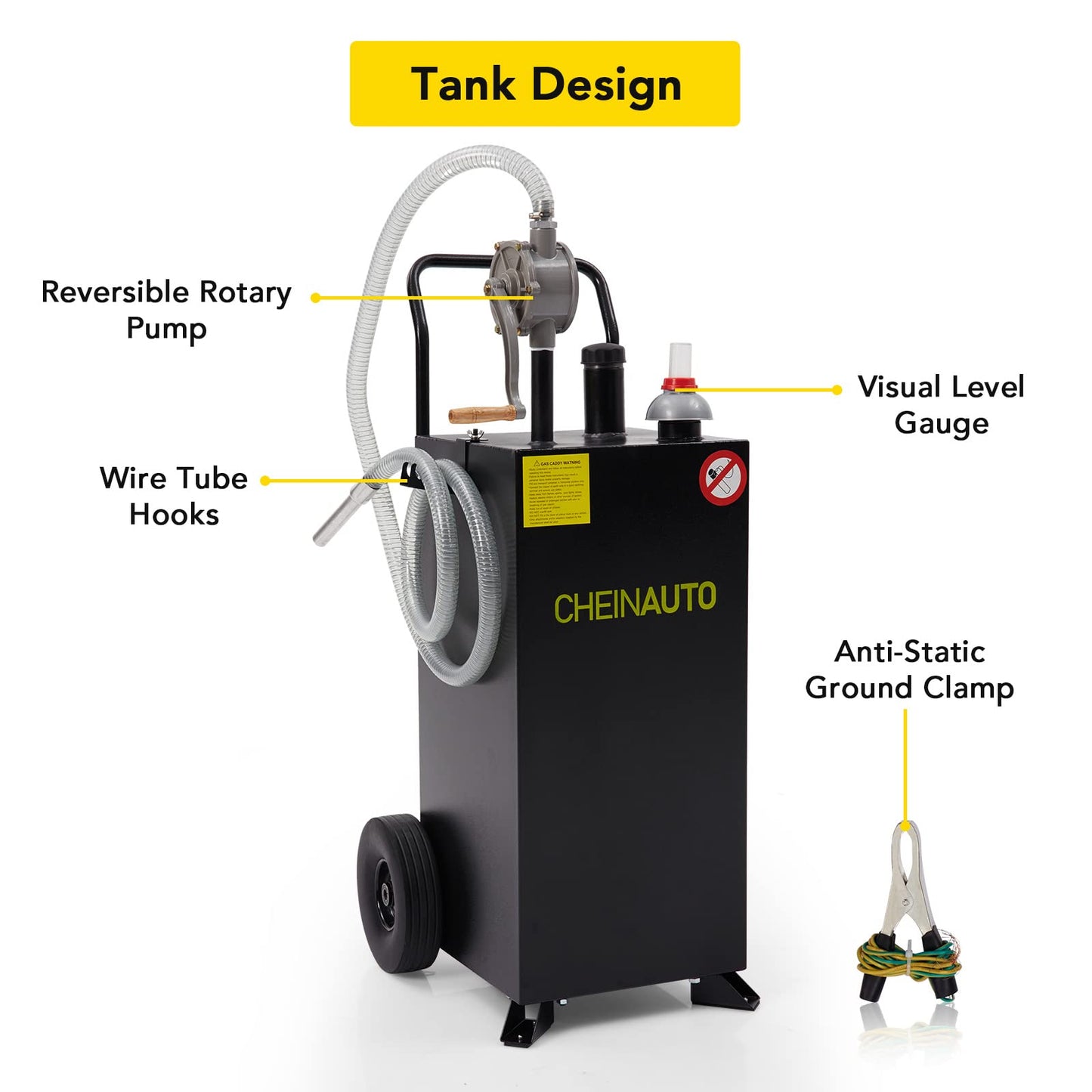 40 Gallon Fuel Caddy, Portable Gas Caddy with Manual Pump, Heavy Duty Gas with 4 Wheels, Diesel Fuel Can for Cars, Lawn Mowers, Trucks, ATVs, Boats ﻿