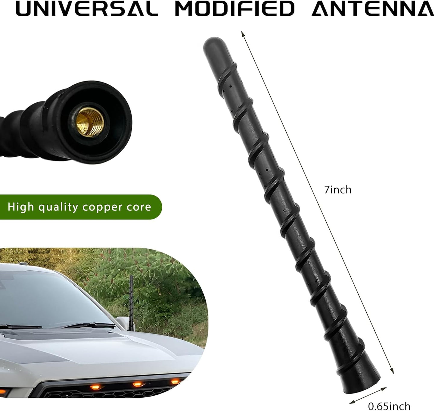 Fkewp 7 Inch Car Spiral Antenna, Waterproof PVC Rubber Antenna Mast with Screw Adapters, Flexible Auto Short Antenna