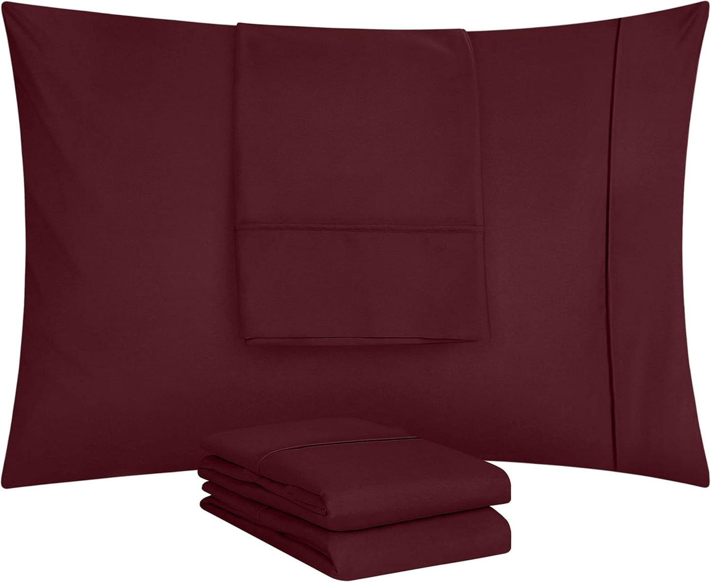 Utopia Bedding King Pillow Cases - 4 Pack - Soft Brushed Microfiber - Fade Resistant 20 X 40 Inches (Burgundy)