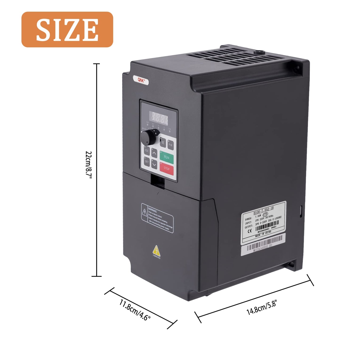 QNK 7.5KW 10HP 220V AC 33A VFD Converter Single to 3 Phase Inverter Variable Frequency Drive for CNC Spindle Motor Speed Controller