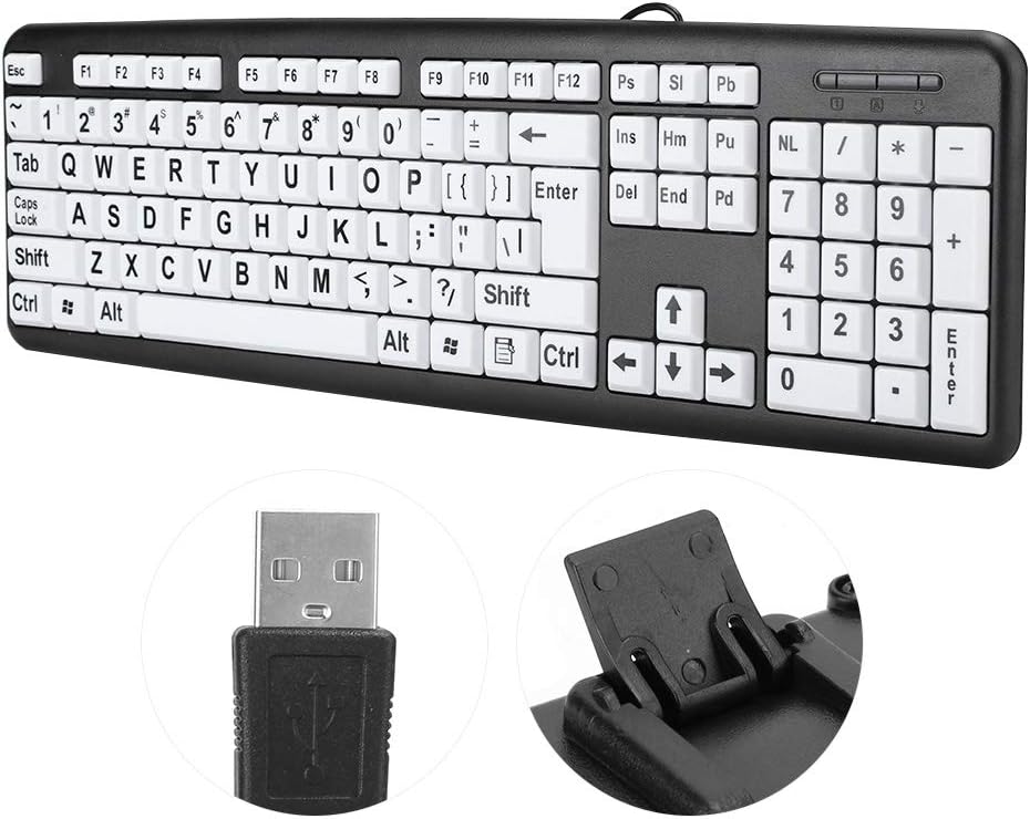 Kafuty-1 Large Print Computer Keyboard Wired Large Letter Key Keyboard USB Low Vision Keyboard with Oversized Print