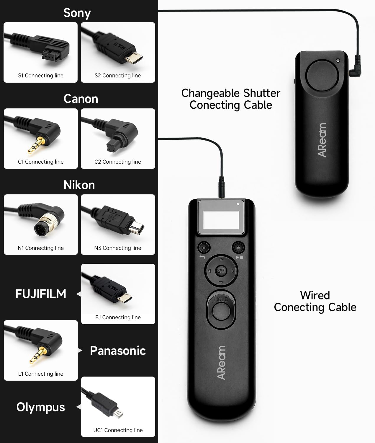 Aream A99II, A77II, A58, A68, A7, A7II, A7R, A7RII, A7S, A7SII, A3000, A5100, A5000 A6000 Wireless Digital Timer Remote