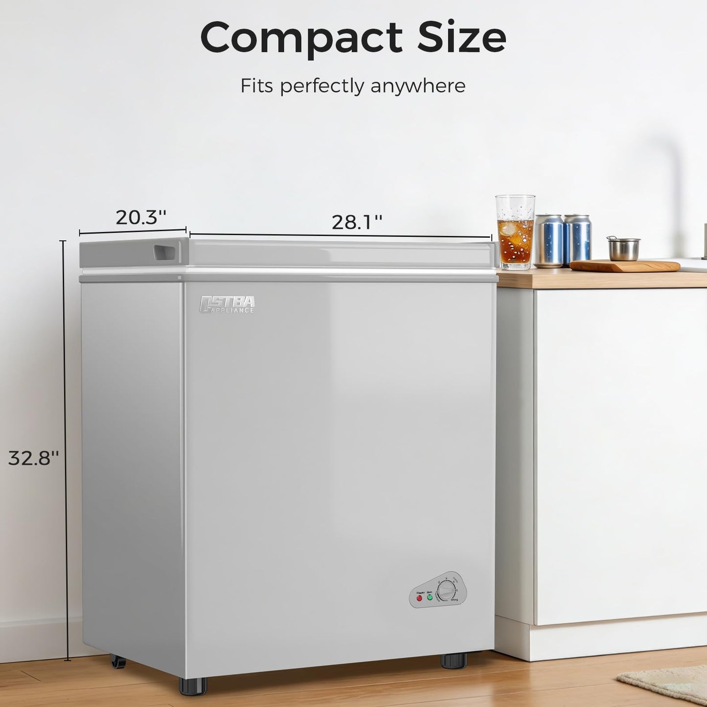OSTBA 5.3 Cu.Ft Chest Freezer, Large Capacity Deep Freezer with 2 Removable Baskets, Bottom Wheels, 6-Level Temperature Control with Fast Freeze Mode, Energy Saving Quiet Freezer, Silver