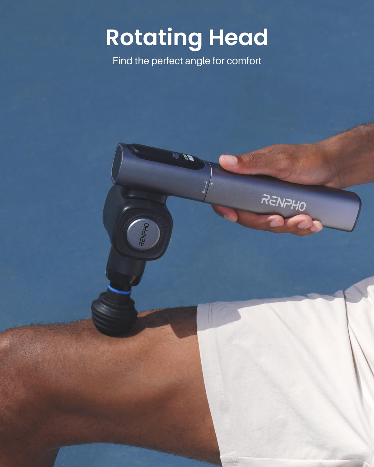 RENPHO Foldable Massage Gun with Extension Handle for Back, Fathers Day Dad Gift, 0-90° Adjustable Angle, FSA Eligible, Handheld Percussion Deep Tissue Massager with 9mm Amplitude for Pain Relief HSA