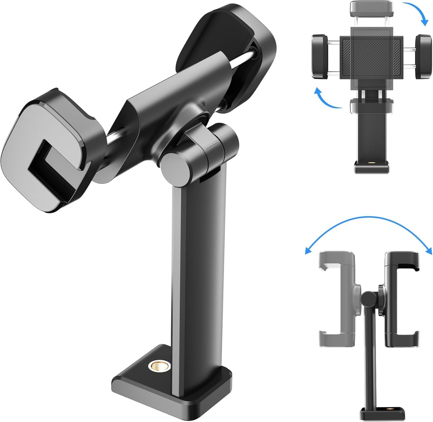 Voinap 360 180 17 16 15 S25, Phone Tripod Mount with Cold Shoe, Rotation & TiltTilting Cell Phone Clamp Adapter