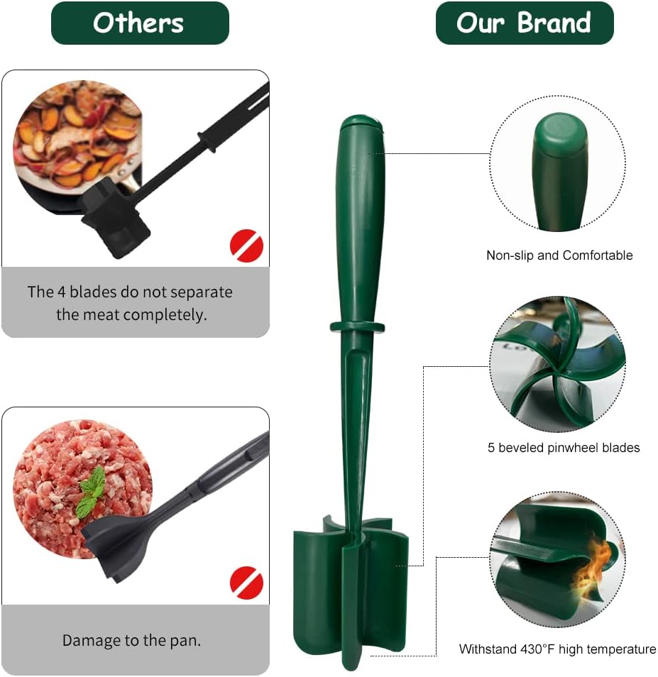 Skiennix Meat Chopper - Multifunctional Nylon Utensil for Ground Beef & Turkey | Heat Resistant Design