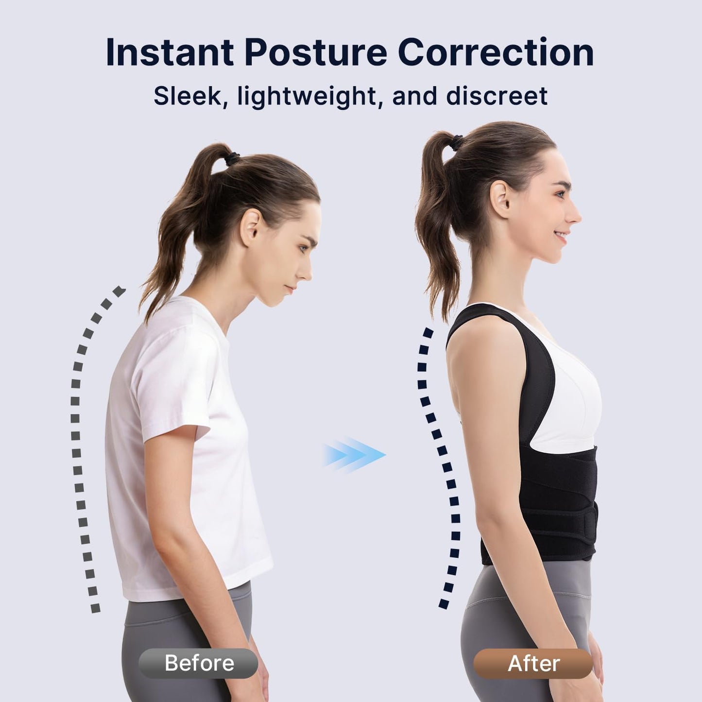 Fit Geno Posture Corrector for Women and Men HeightFit: Patented Height Adjustable Back Brace - Neck Shoulder & Full Back Pain Relief - Improve Posture Correct Hunchback Slouching Under Clothes (Large)