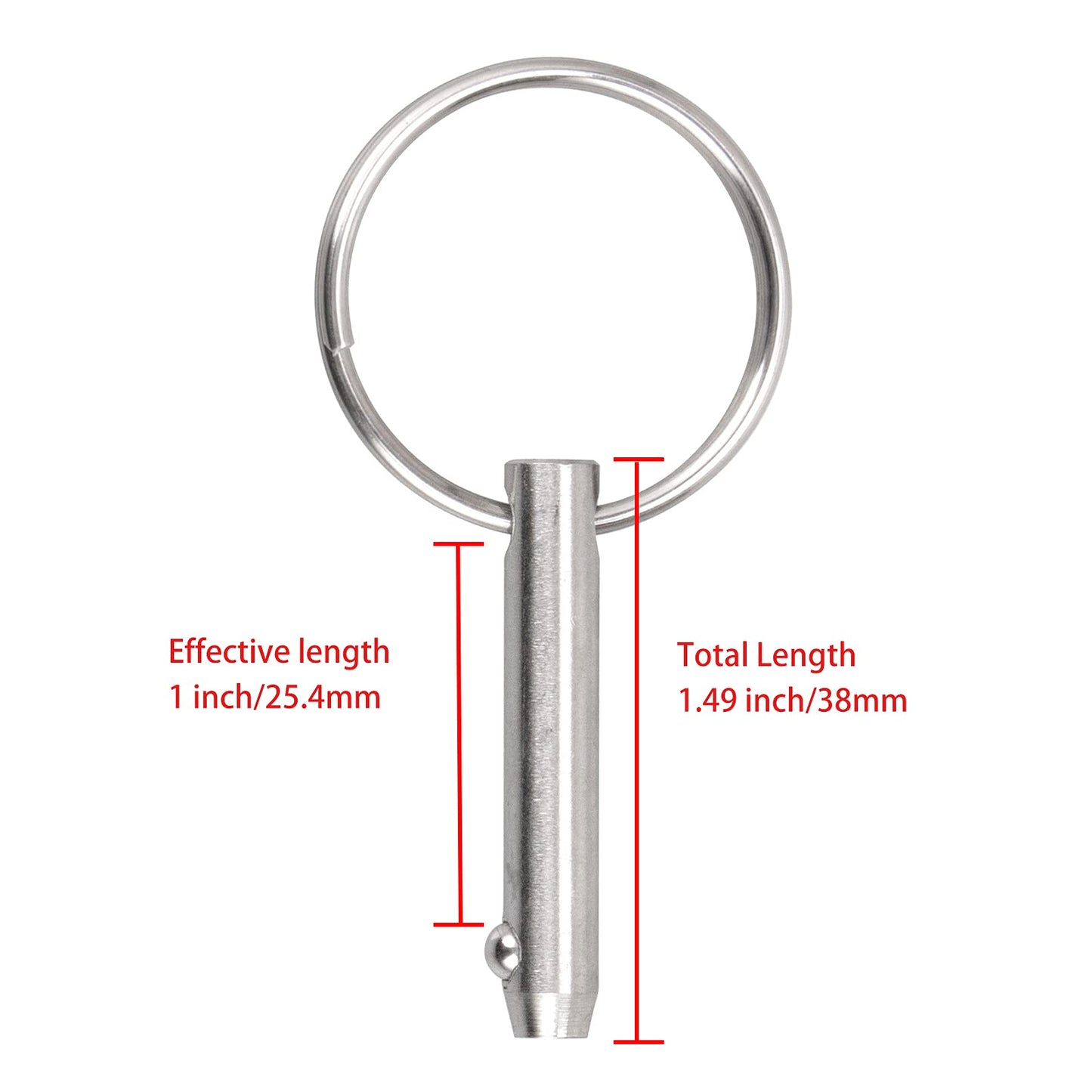 Quick Release Pin Bimini Top Pins Diameter 0.25 Inch,Total Length 1.49 Inch, Usable Length 1 Inch, with Lanyard for Boat Bimini Top Deck Hinge (4 PCS)