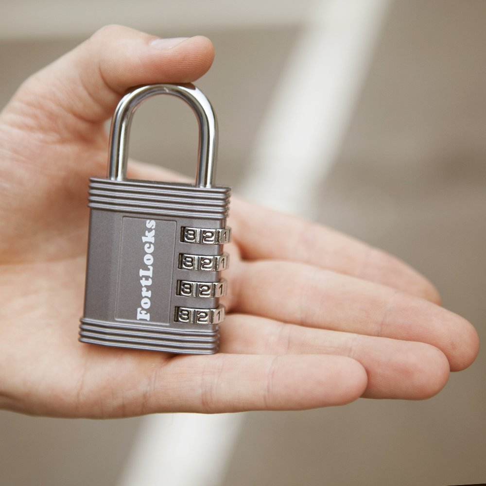 FortLocks Padlock - 4 Digit Combination Lock for Gym Outdoor & School Locker, Fence, Case & Shed – Heavy Duty Resettable Set Your Own Combo – Waterproof & Weatherproof (2 Pack - Silver)