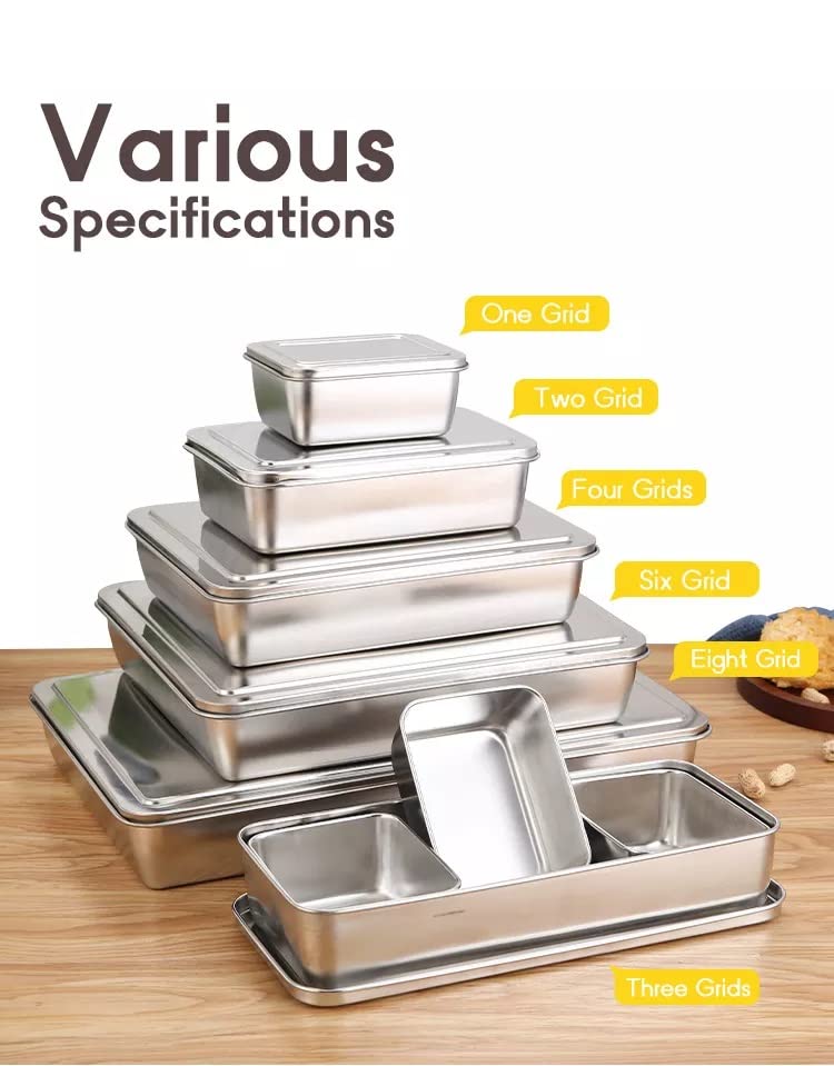Xarra - Japanese Mini Container, Stainless Steel Yakumi Mise En Place Box, Multi Compartment Set For Food, Herbs, Seasoning and Spices (6 Compartment)