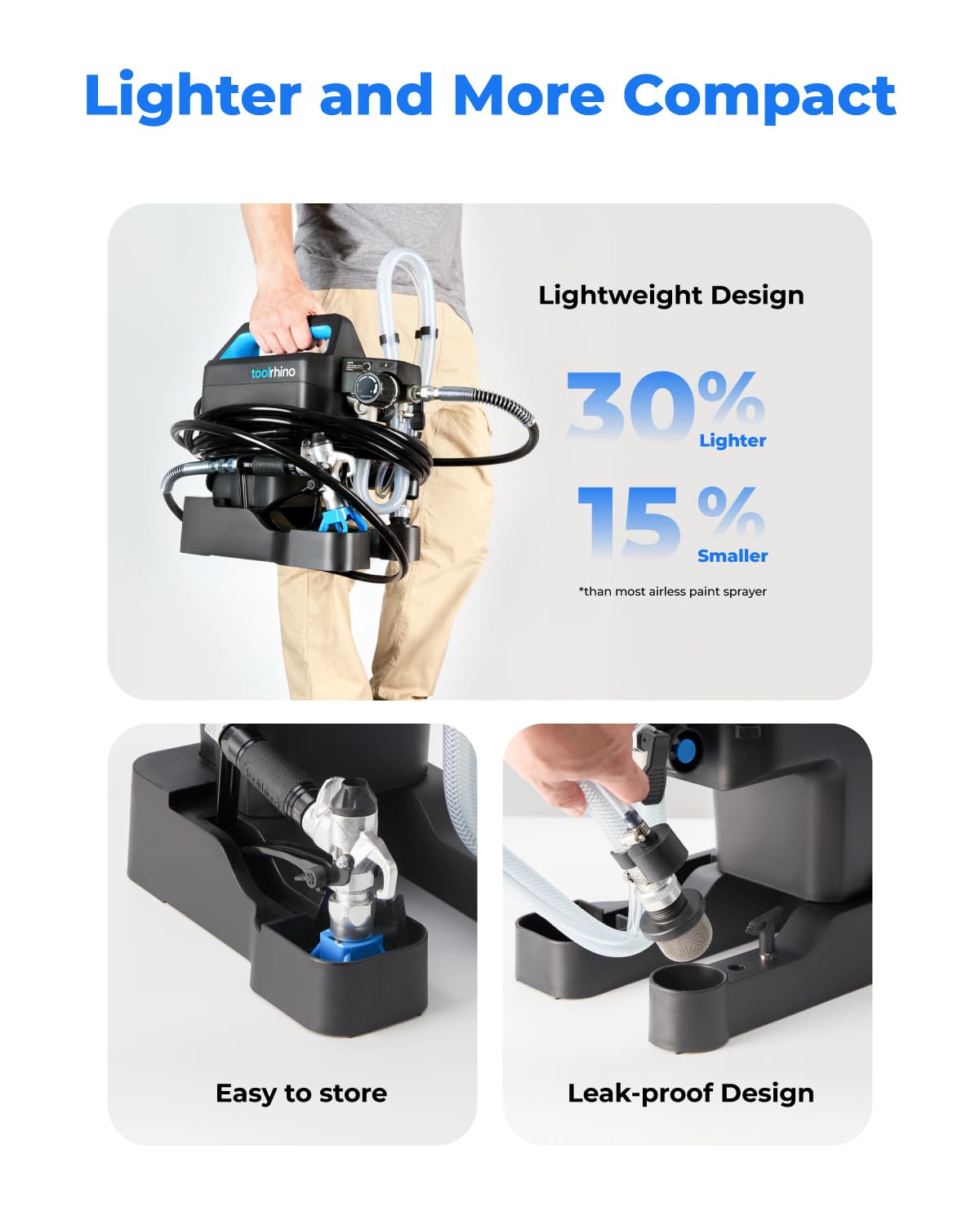 Toolrhino Airless Paint Sprayer for House Painting, DIY Beginners' Choice with Accessories Storage Space, Lightweight Design, Thinning-Free & Quick Clean for 5 Gallon DIY Painting Projects
