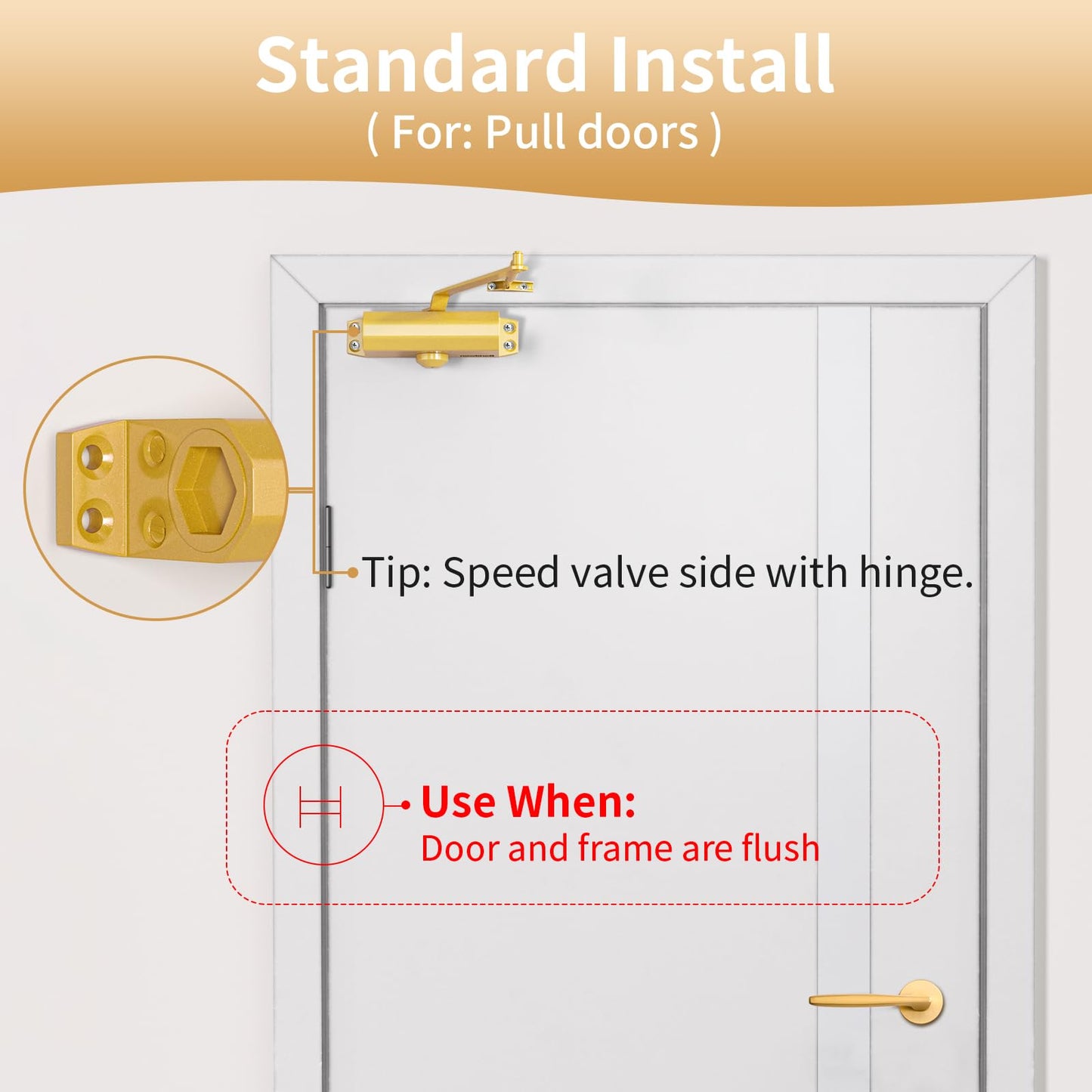 Baridwon Dullgolden Hydraulic Door Closer Medium Size, Automatic No Slam for Home & Commercial Use