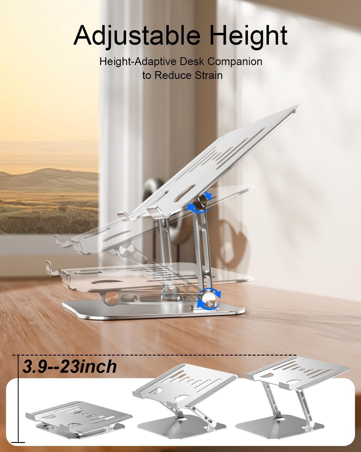 LINTYLE 10-17" Laptop Stand for Desk, Adjustable Metal Foldable Laptop Riser Holder, Aluminum Desktop Book Stands