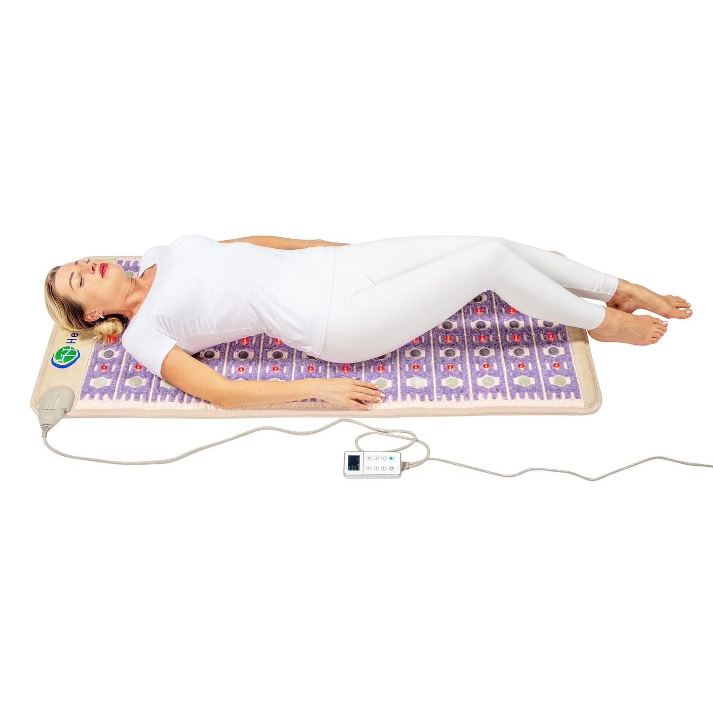 РЕМF Advanced Far Infrared Heating Pad - Professional Biomat for Pain Relief and Healing - Pulsed Electromagnetic Field Therapy - Full Body Mat with Red Lights, Amethyst, Tourmaline and Jade - 60 x 24