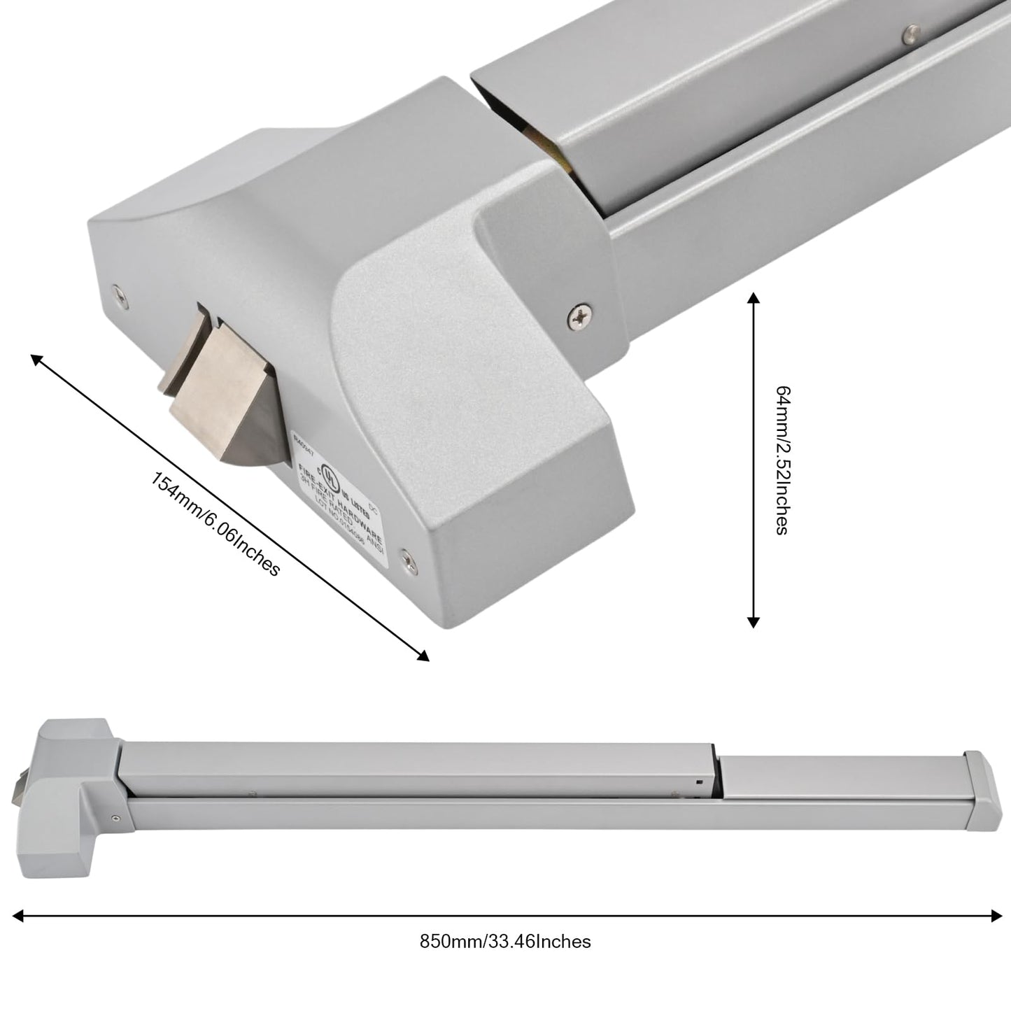 Commercial Panic Exit Device with Push Bar and Exterior Lever Handle, UL10C & ANSI Grade 1 Certified, ADA Compliant Emergency Exit Door Hardware for Safety & Durability (211P-With Lever Handle)