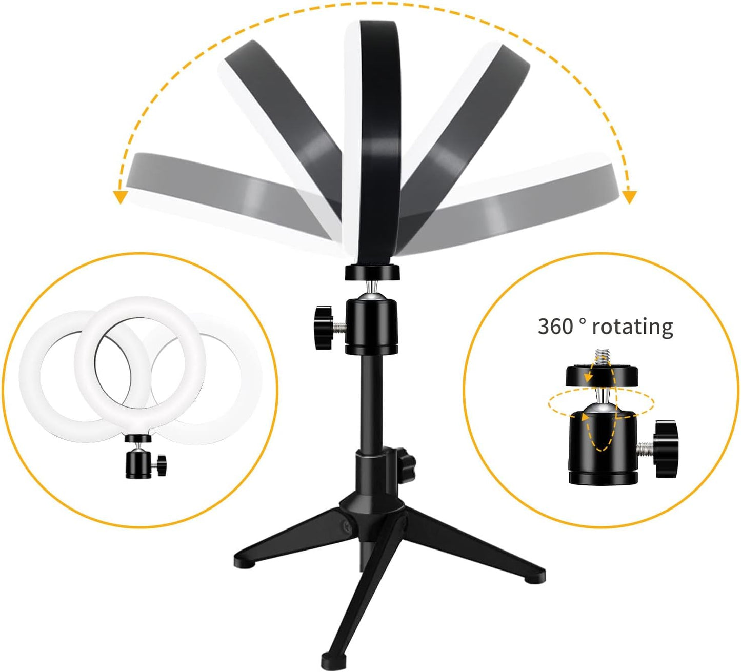 MEZHER 6 Desk Ring Light for Zoom Meetings - Video Conference Lighting Kit for Laptop Computer, Clip on Table LED Light