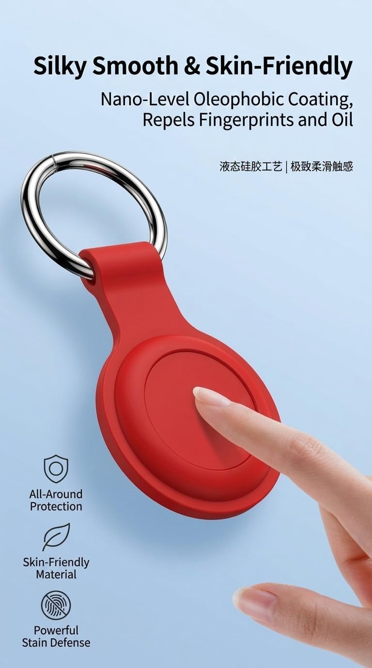 Aslotech [4 Pack Set] Family Case Compatible with AirTag Holder Case Keychain,Silicone for Key Chain Ring Case Cover