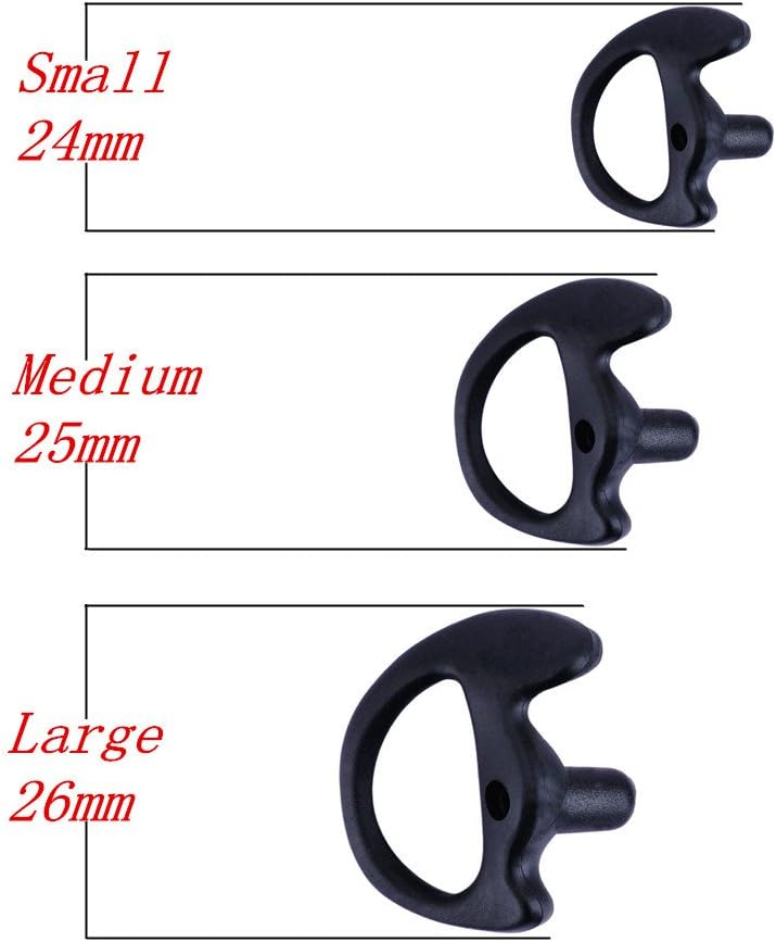 AIRSN M0torola 3 Replacement Earmold Earbud Earplug for Kenwood Two-Way Radio Air Acoustic Coil Tube Audio Kits (Black
