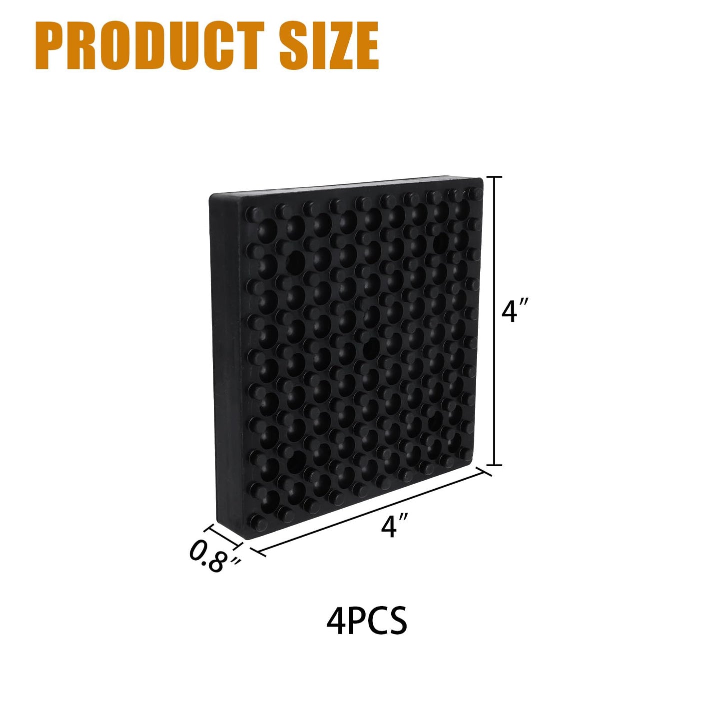 Exercise Equipment Mat Heavy Duty 4 x 4 x 0.8 Inches 4-Pack, Anti-Slip Noise Reduction Shockproof for Treadmill Stationary Bike Hardwood Floors and Carpets