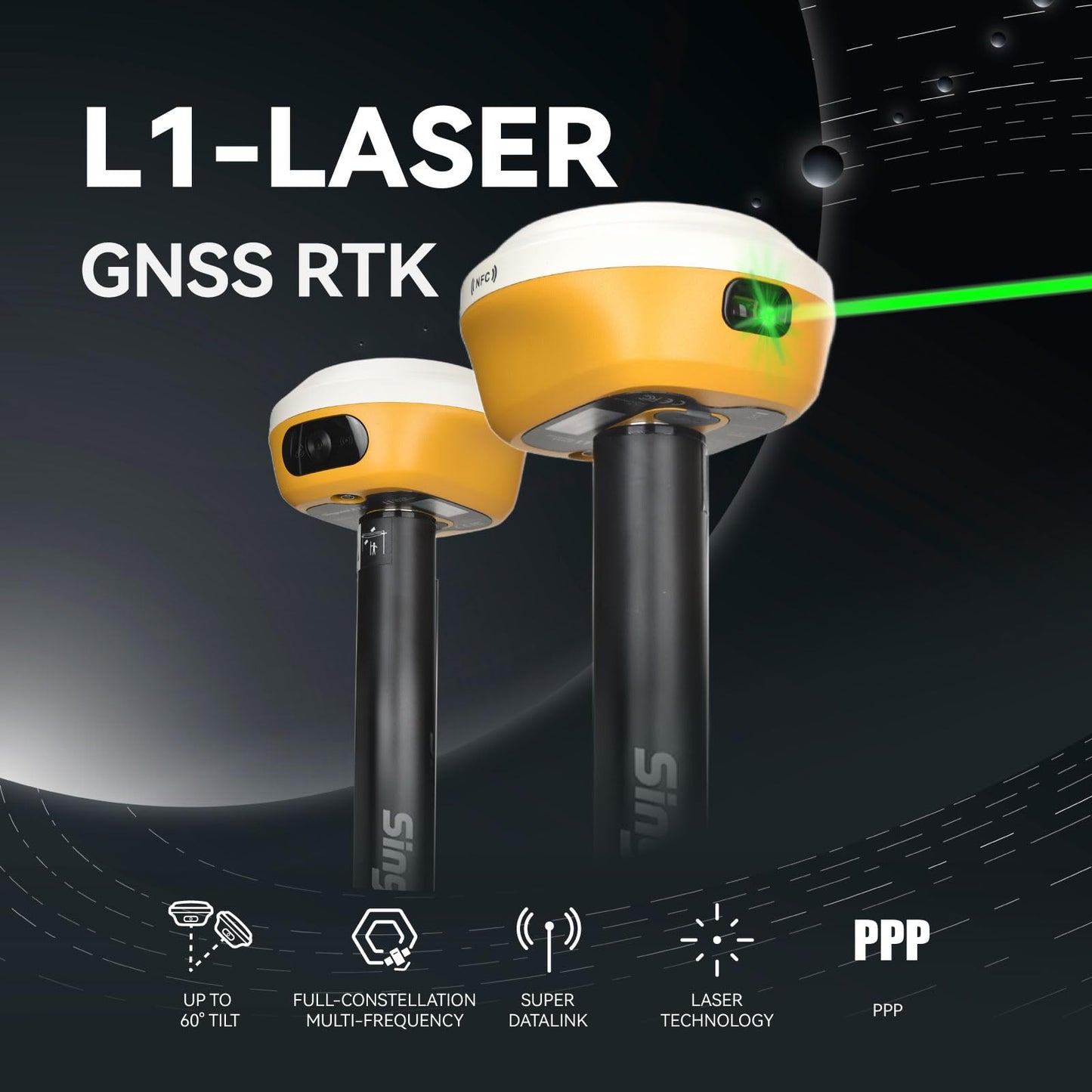 L1-Laser GNSS RTK Rover – Laser + GNSS, Handheld Collector with Software & AR Stakeout, 2cm Accuracy, 15km UHF, 120° Tilt Survey | Self-Developed Factory & Professional Support