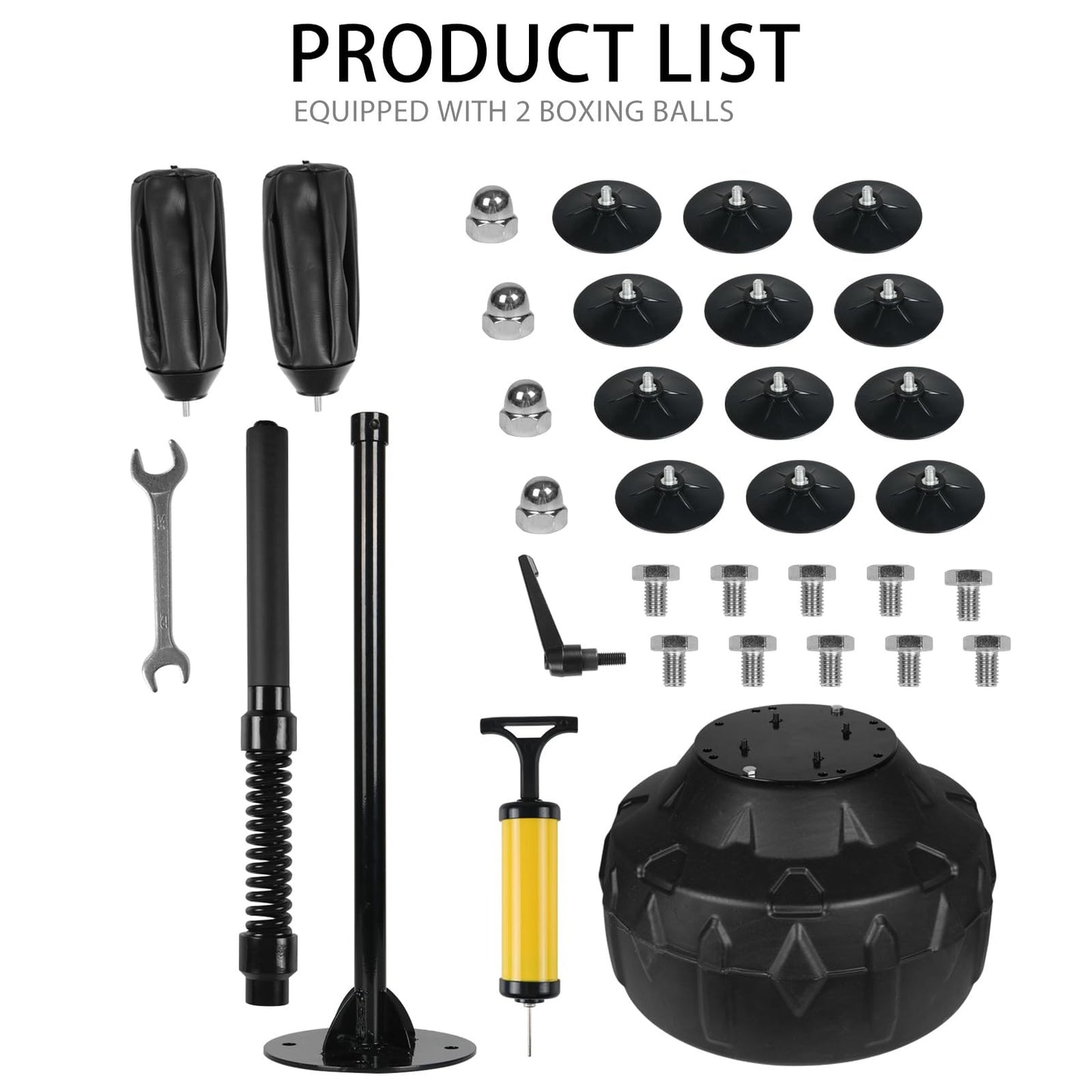 STARSNET Free Standing Reflex Ball Speed Bag for Boxers and Fitness Enthusiasts - Adjustable Height 57.4"-75.9", PU Ball, Thicken Suction Cup Base