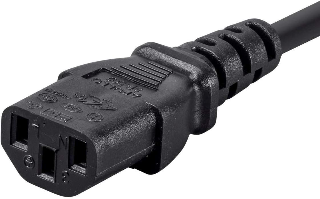Monoprice 5-15P 60320 C13, 18AWG, 10A/1250W, 125V, 3-Prong, 2ft, Power Cord - NEMA to IEC Black