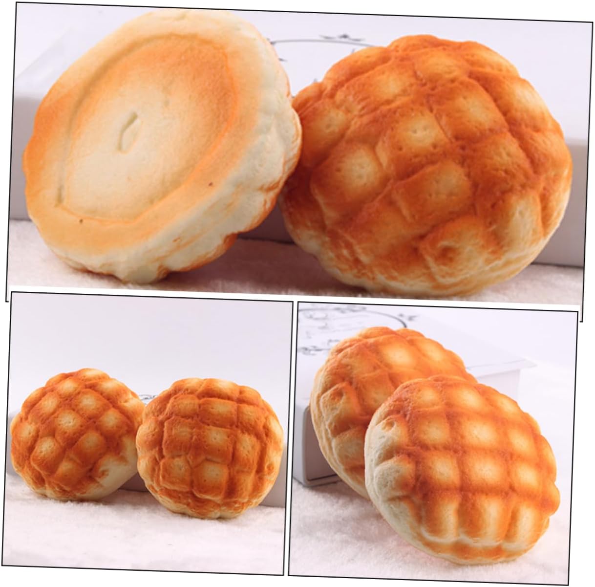 2pcs VOSAREA Simulated Pineapple Bread Decor Realistic Faux Bread Model for Home Bakery and Photography Props Pu