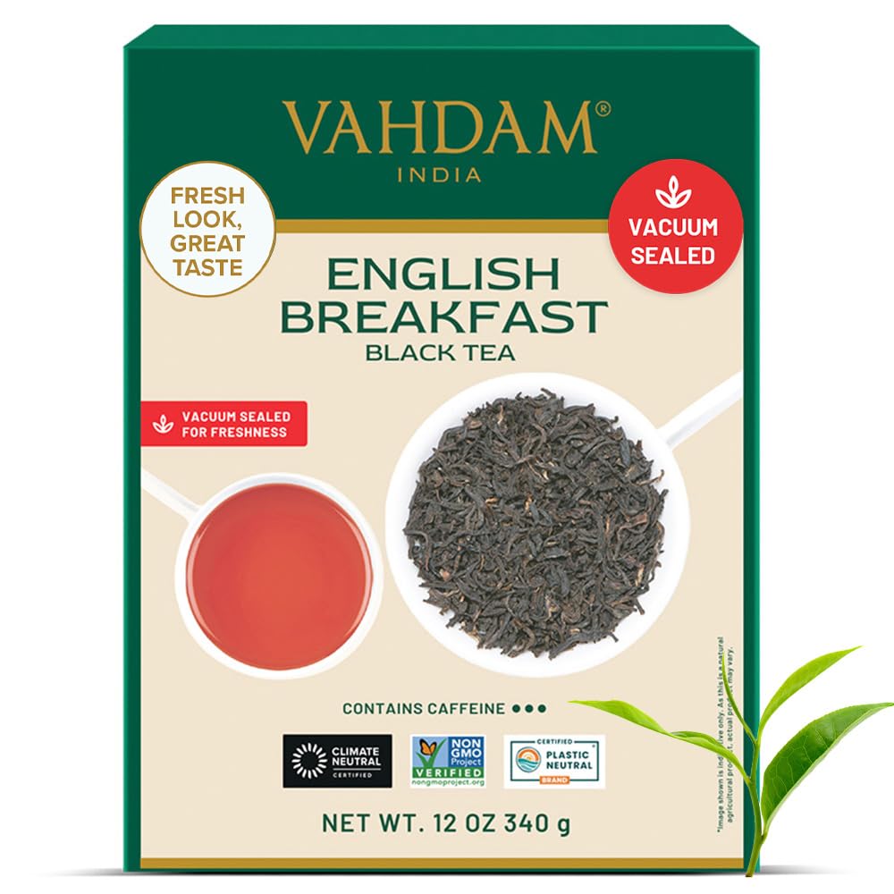 VAHDAM Original English Breakfast Tea - Strong & Aromatic Loose Leaf | Non-GMO, Gluten-Free | 340g/12oz, 170+ Cups