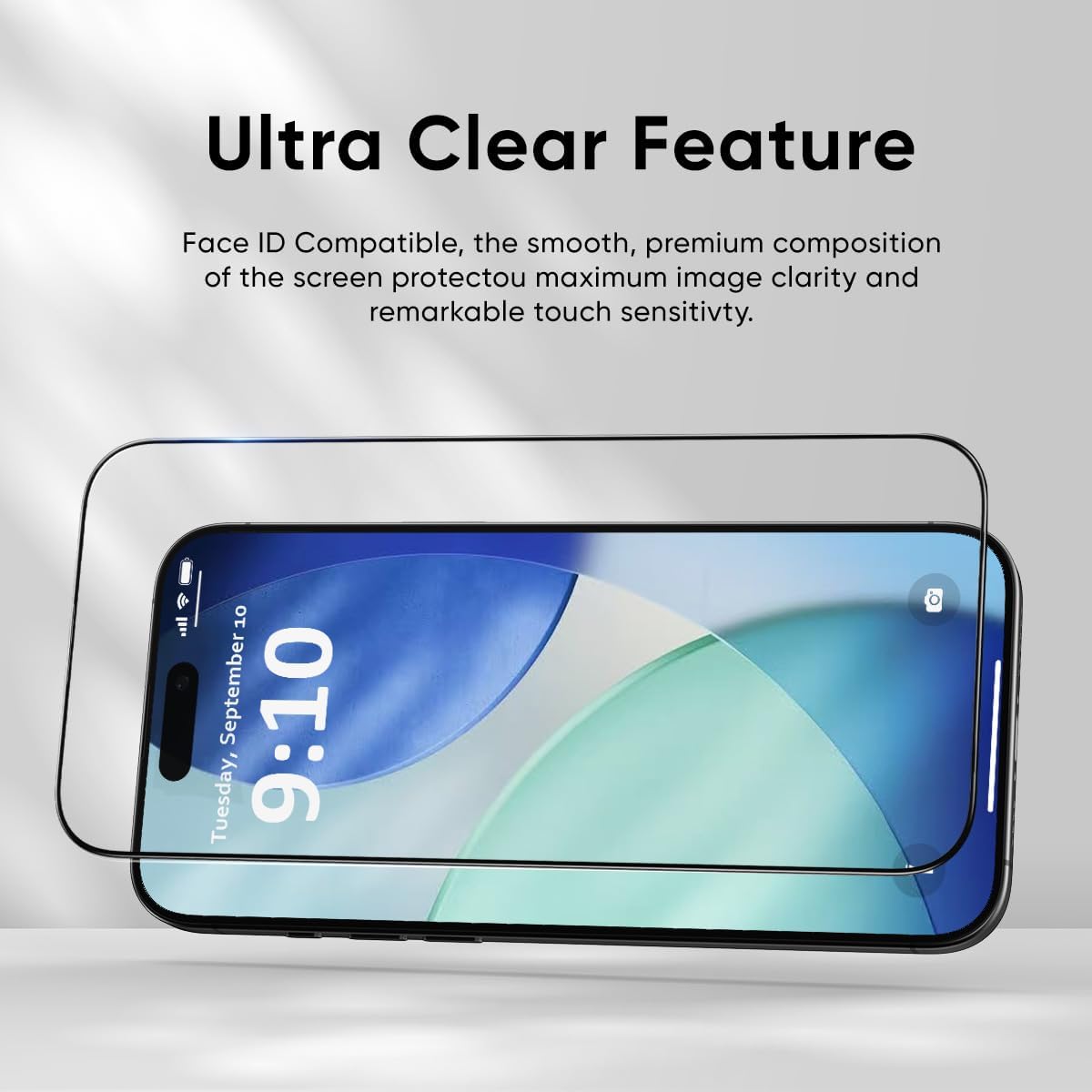 2 Pack 17 FLOLAB NanoArmour ONETIME for iPhone Pro Screen Protector, Tempered Glass, Ultra Clear, InfinityEdge-to-Edge