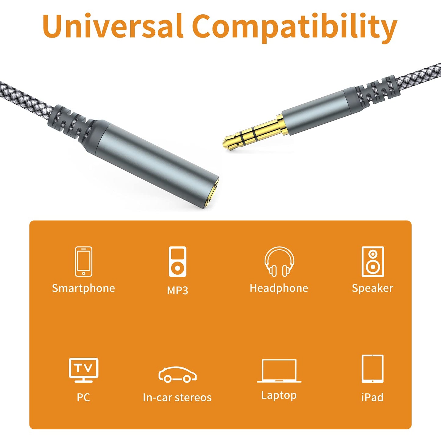 MCSPER [2-Pack, 6.6ft 3.5mm Headset, Headphone Extension Cable, Hi-Fi ] Extension AudioMale to Female Aux Adapter Hi-Fi