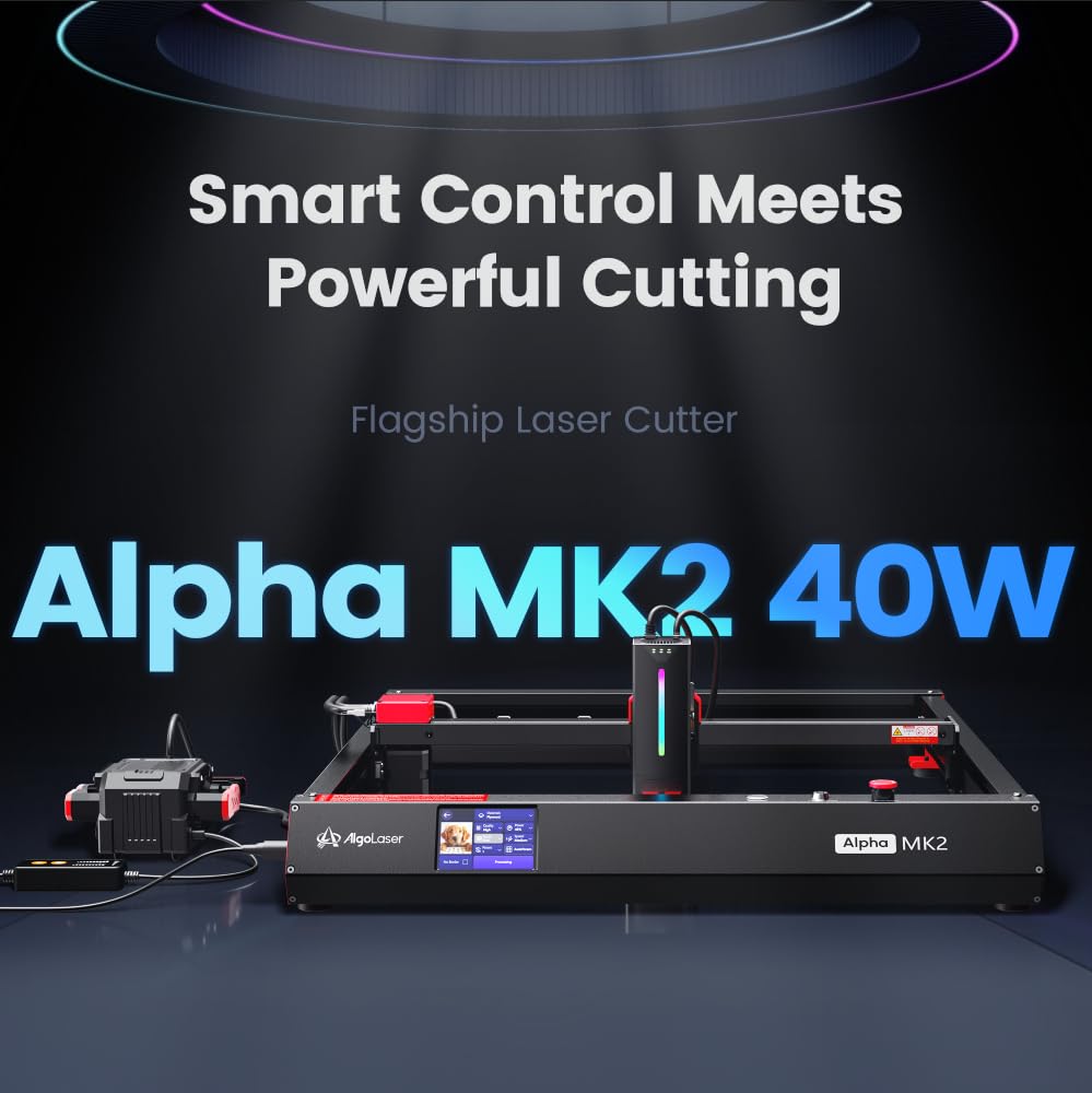 Algolaser 40000mW Laser Engraver Machine - Laser Cutter/Engraver with Air Assist Kit - Laser Engraving Machine with 3.5" Smart Touchscreen & AlgoOS System,Laser Engraver for Metal,Wood,Acrylic