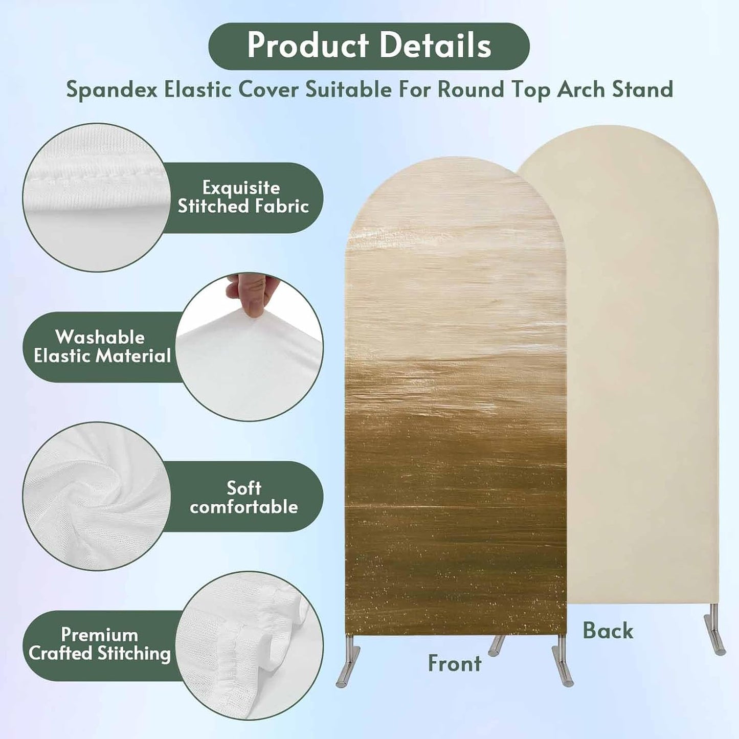 Jnbasdffb 7.2 Brown Ombre Wedding Arch Cover, Stretchy Spandex Arch Backdrop Stand Covers FT, Modern Abstract Art Ocean