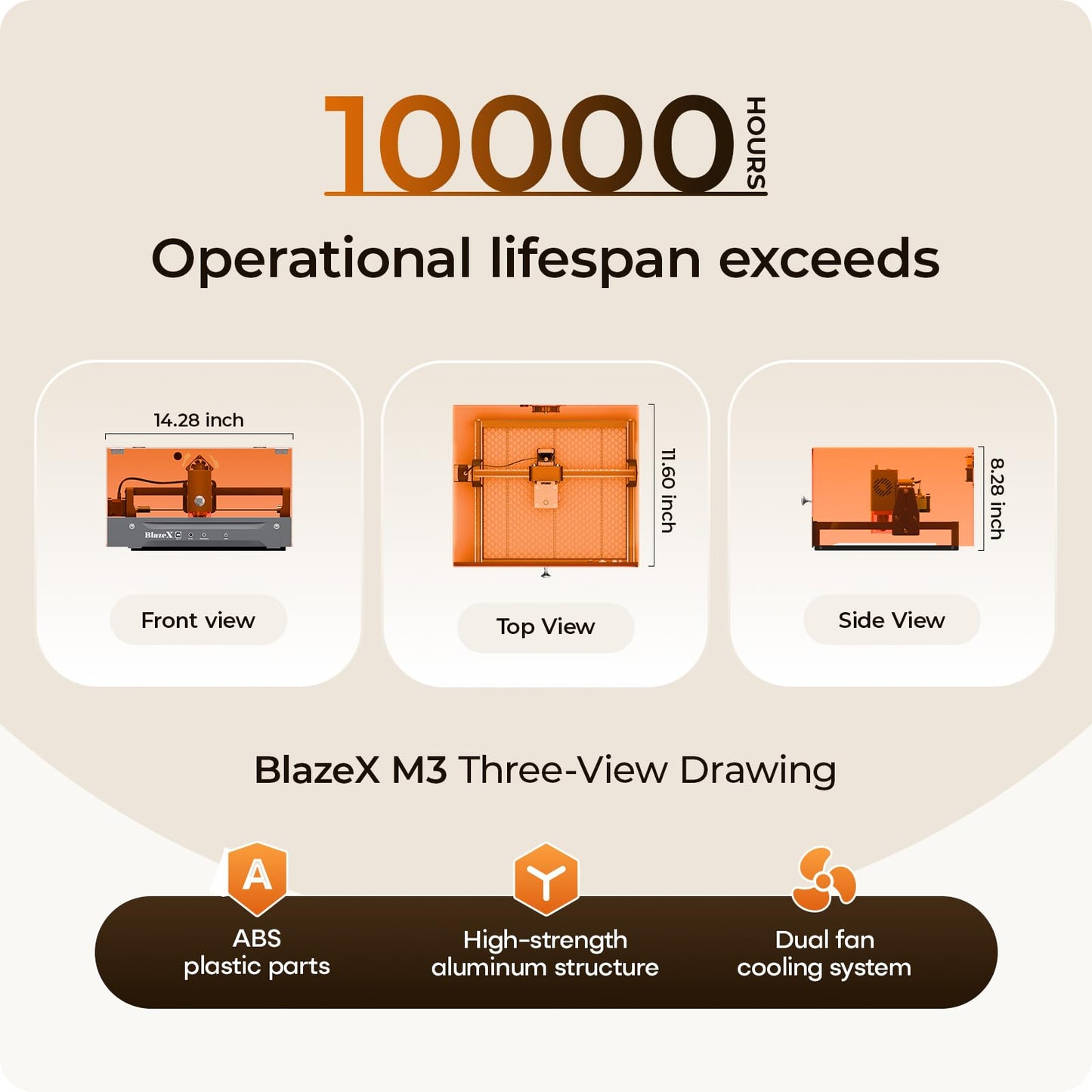 BlazeX M3 10W Laser Engraver Machine, 0.01mm Ultra-precision Laser Cutter and Engraver Machine for Wood Metal Glass Leather, Beginner-Friendly, with Enclosure Honeycomb Engraving Materials, Class 1