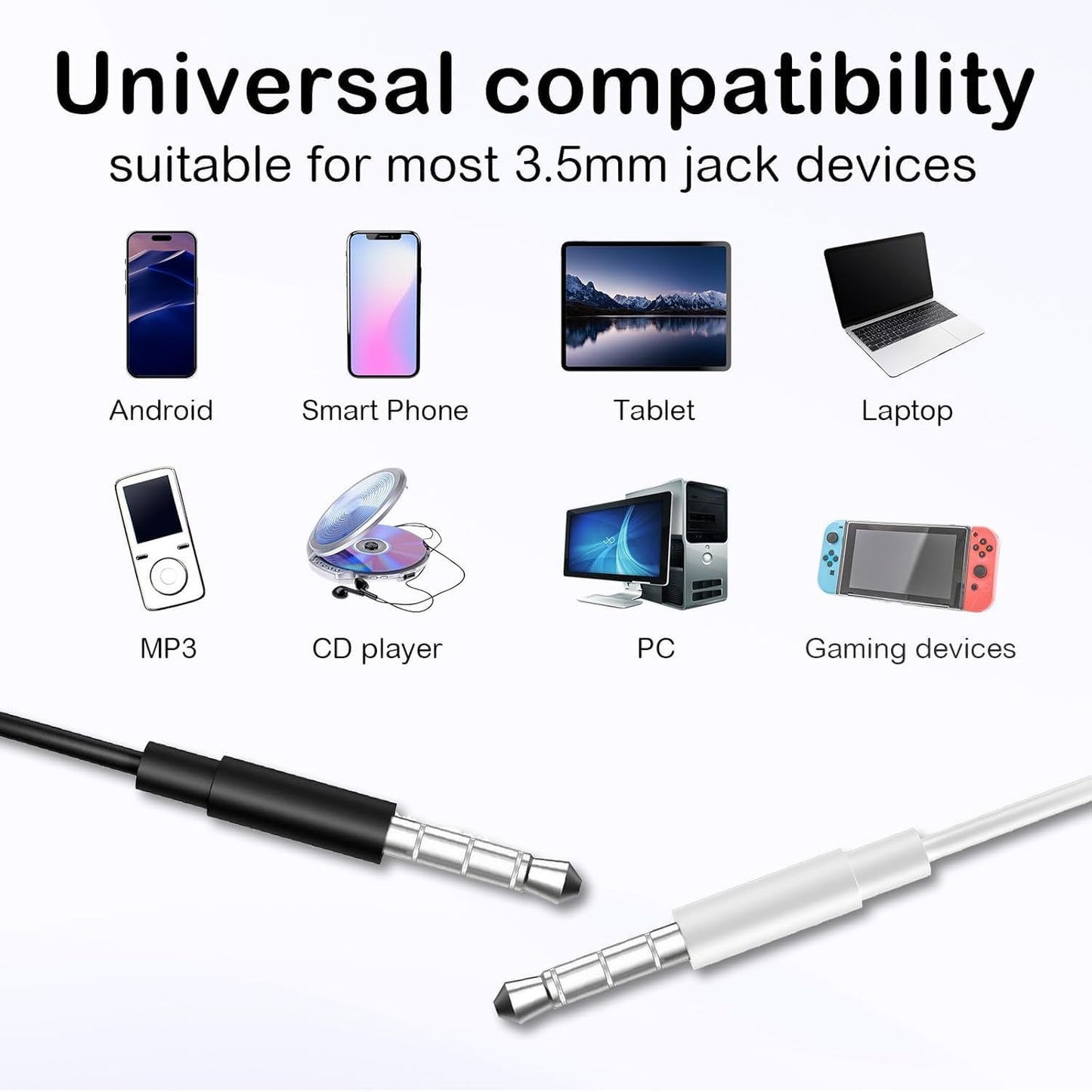 Generic 3.5mm Commute 2 Pack Wired Earbuds in-Ear Headphones with Microphone & Volume Control, Jack Stereo Sound, Noise