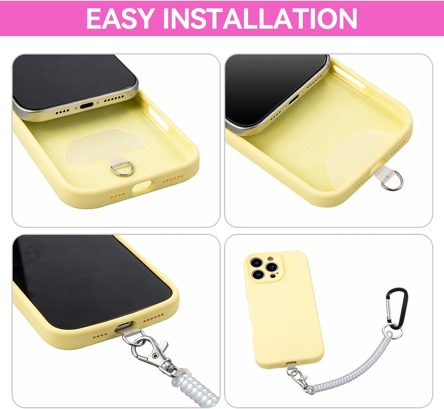 4 2* 4* 1* Doormoon Phone Lanyard Leash with Patch, Phone Tether, Phone Tether Tab, Carabiner for Climbing Outdoor