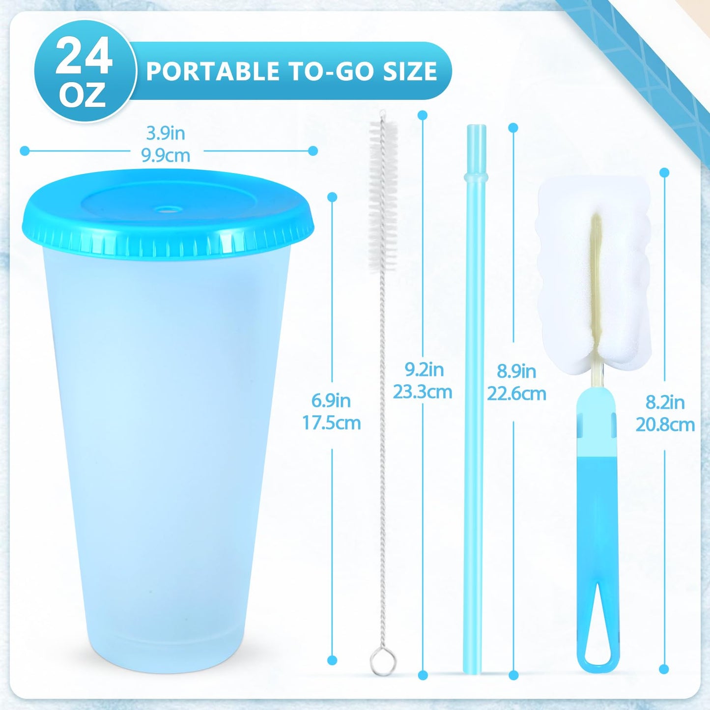 EASEVE Color Changing Cups with Lids and Straws - 6 Pack 24 oz Reusable Plastic Tumblers with Lids and Straws for Adults Party, Bulk Tumblers for Iced Coffee Tea and Smoothie
