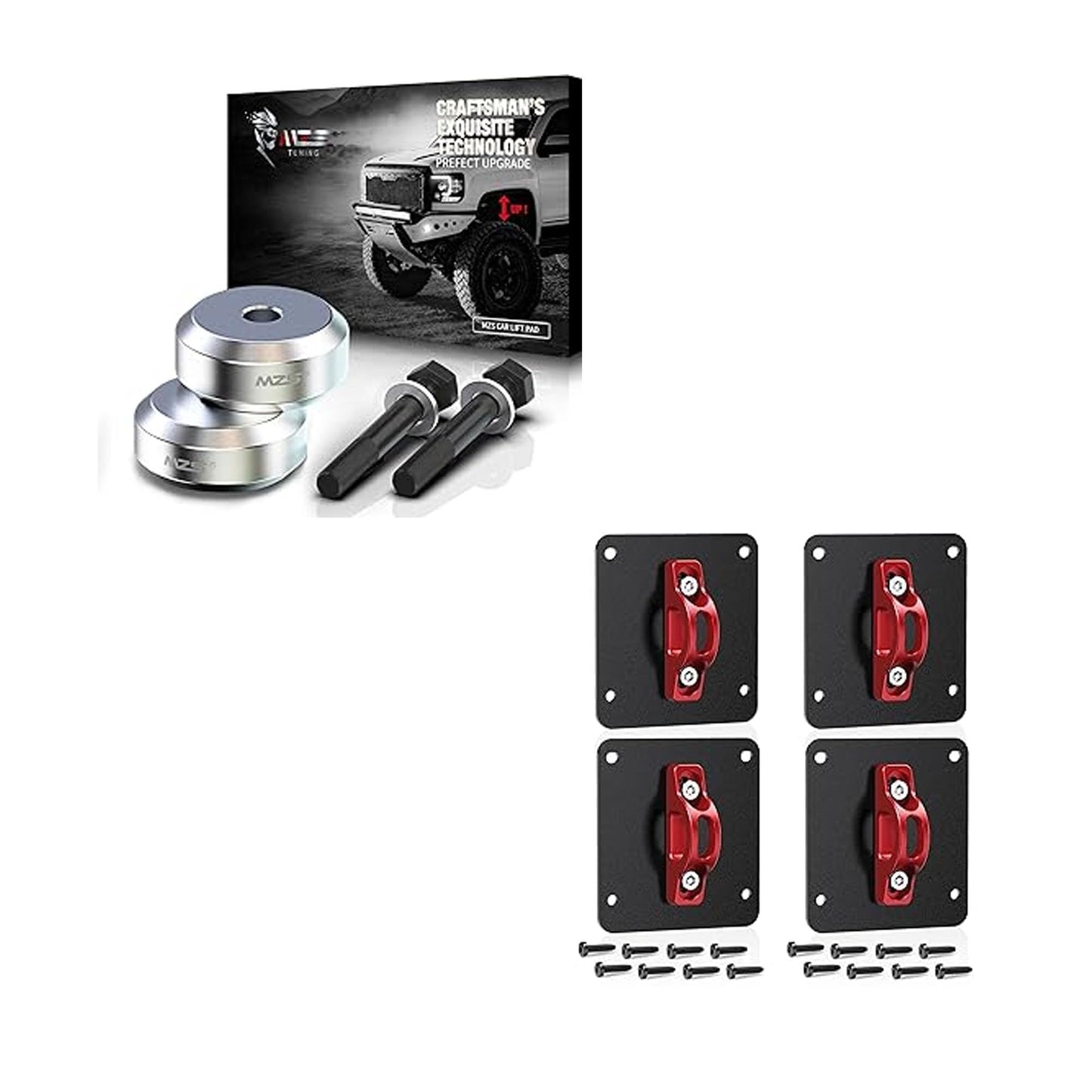 MZS 1.5" Leveling Kit + Truck Tie Downs Anchors Compatible with 2015+ F250 F350 Super Duty, Pack of 6