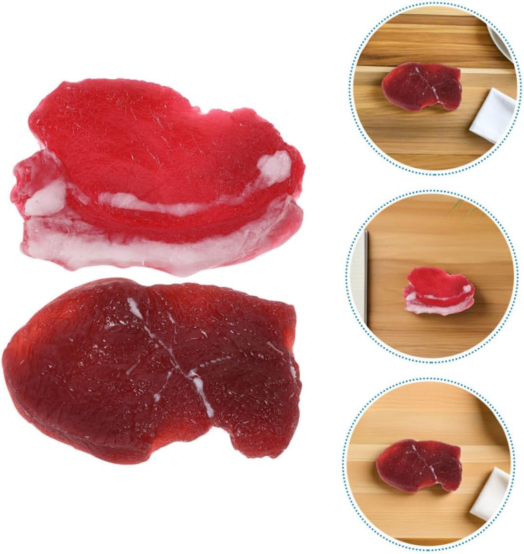 Set 2pcs Veemoon Realistic Fake Pork and Beef Meat Model for Kitchen Decor and Photography Props Lifelike Simulated