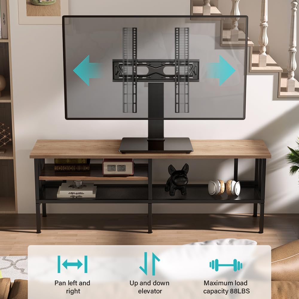 BFTOU 27-65 inch 400x400mm,Holds 88 lbs Black Universal TV Stand for TVs Height Adjustable Table Top TV Base Max VESA