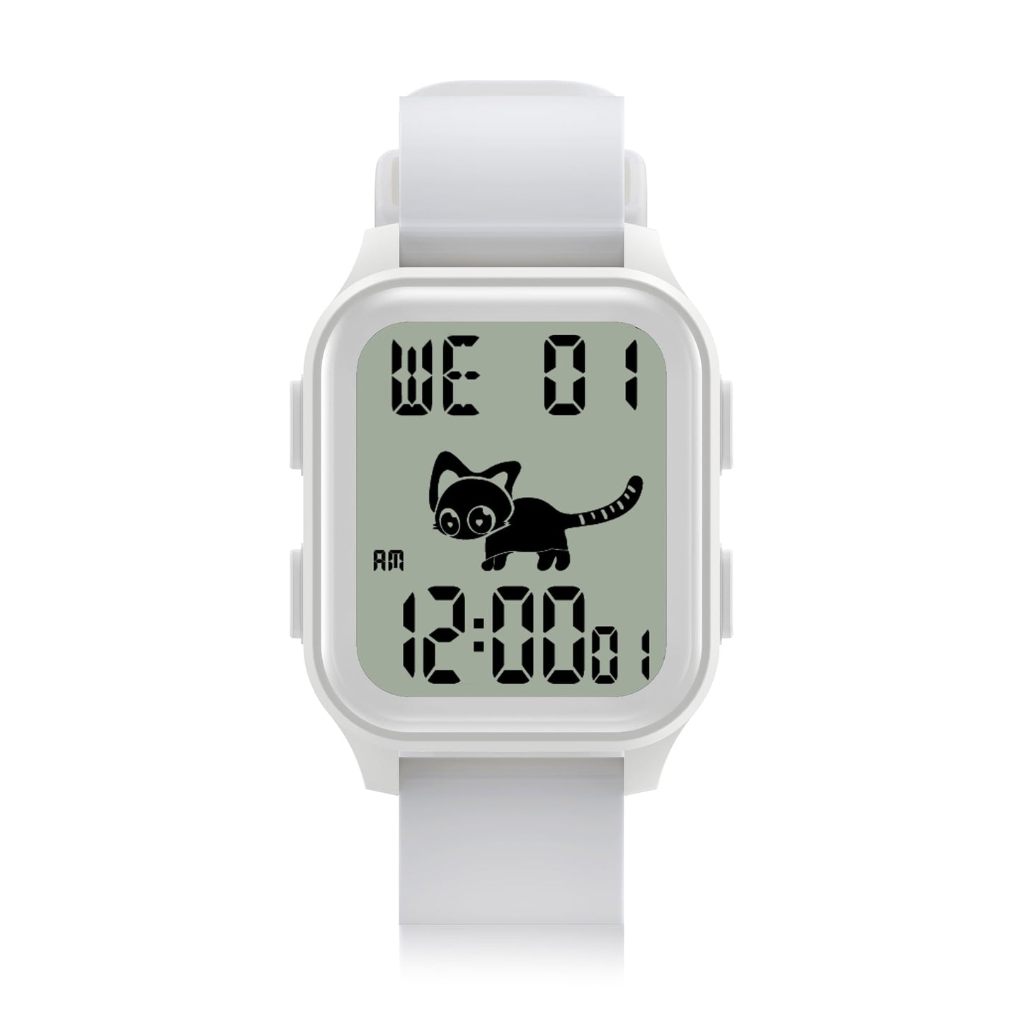 EZON T048 Digital Kids Watch for Teens Girls Boys,Sport Watch with Virtual Pet Cat Step Counter Stopwatch Pedometer Timer Alarm, No App Waterproof Fitness Tracker for Ages 7-18 (White)