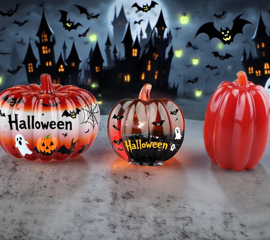 Skiennix 3D Pumpkin Resin Molds - Mini Silicone Molds for Epoxy, Soap & Candle Making | Halloween Decor