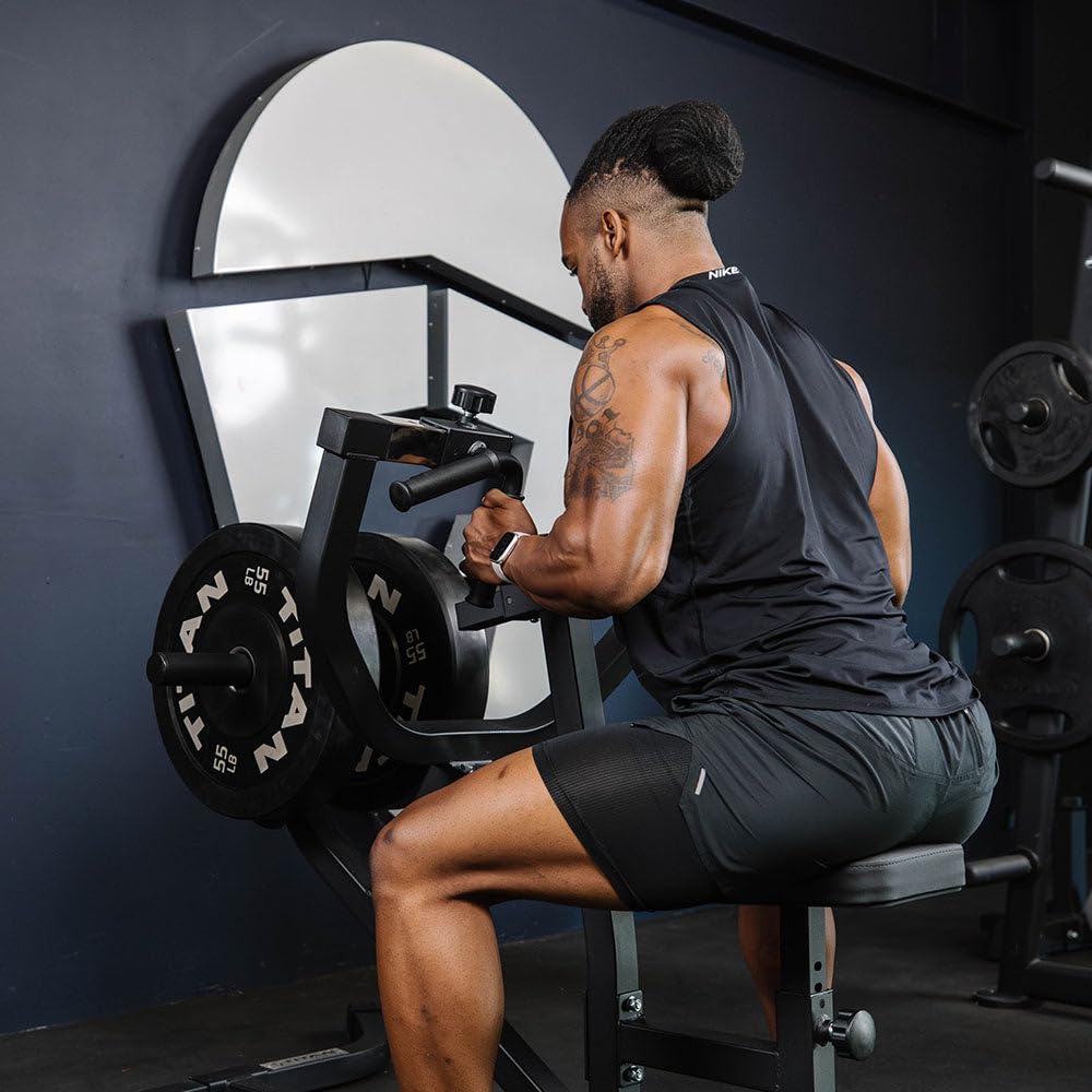 Titan Fitness Plate Loaded Seated Row Machine, Rated 270 LB, Adjustable Chest Supported Row Machine with Olympic Weight Posts, for Back, Arms, Shoulders